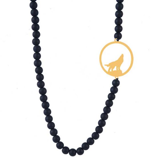 گردنبند با پلاک طلا گرگ