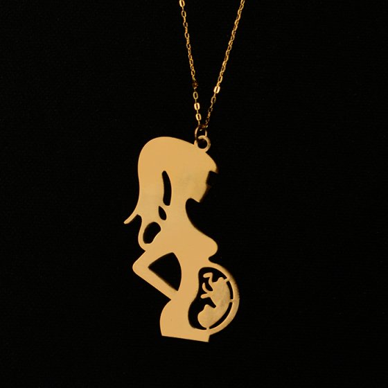 گردنبند زنجیری طلا با پلاک مادر باردار