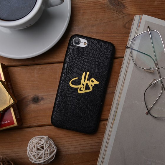 قاب موبایل چرم با پلاک طلااسم راحیل