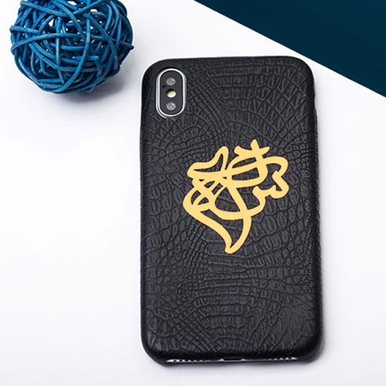 قاب موبایل چرم با پلاک طلااسم سلیمه