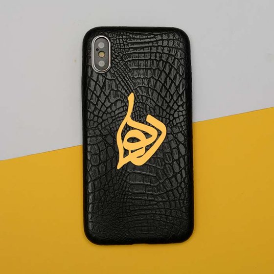 قاب موبایل چرم با پلاک اسم رها