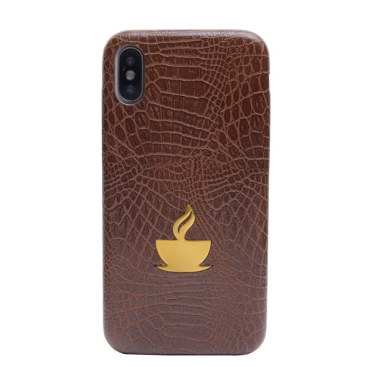 قاب موبایل چرم با پلاک طرح فنجان
