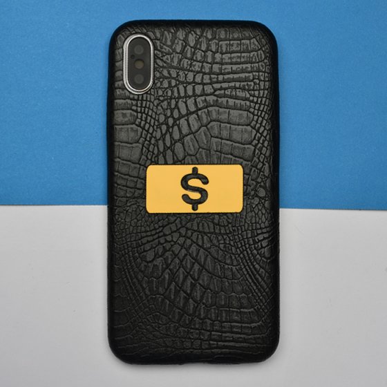 قاب موبایل چرم با پلاک دلار