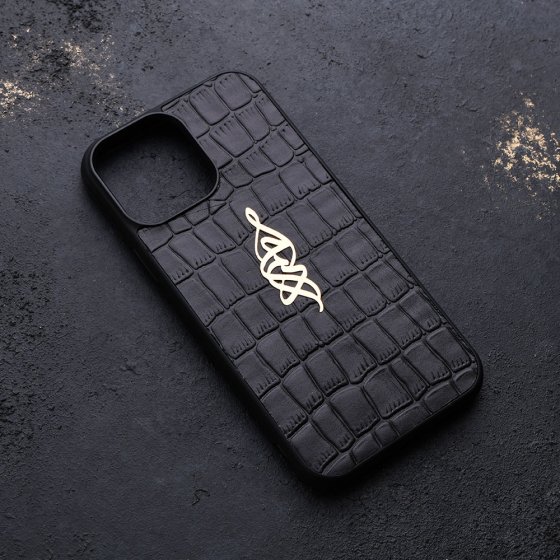 قاب موبایل چرم با پلاک اسم احمد