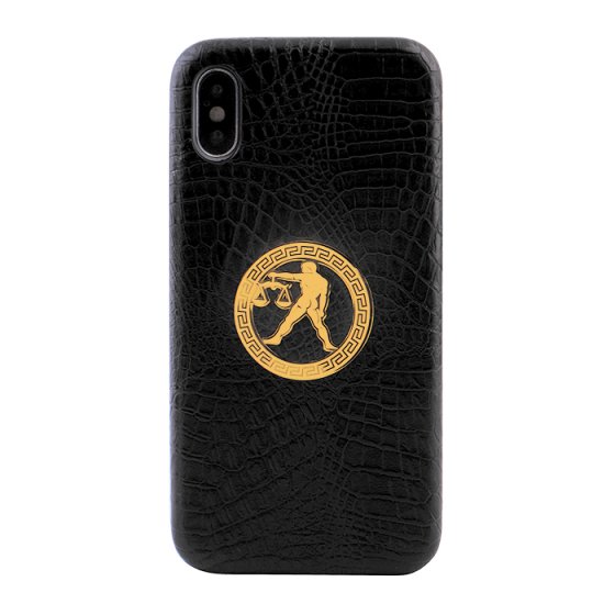 قاب موبایل چرم با پلاک طرح نماد ماه مهر