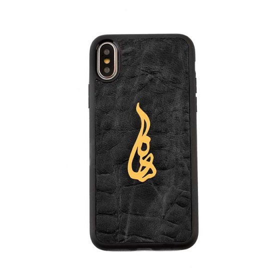 قاب موبایل چرم طبیعی با پلاک هانا