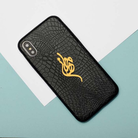 قاب موبایل چرم با پلاک مهناز