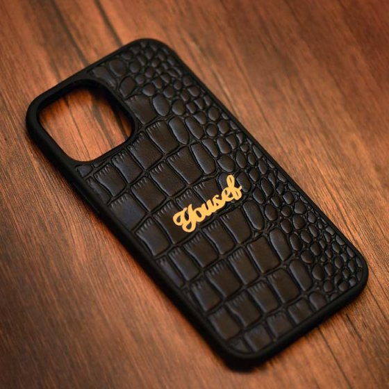 قاب موبایل چرم طبیعی با پلاک یوسف