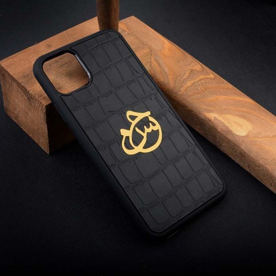 قاب موبایل طلا چرم اسم حسن