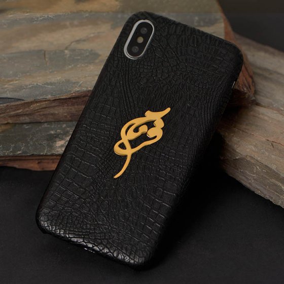 قاب موبایل چرم با پلاک اسم فرنام