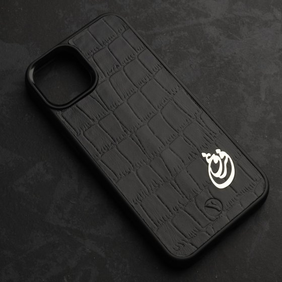 قاب موبایل طلا چرم با پلاک اسم فروغ