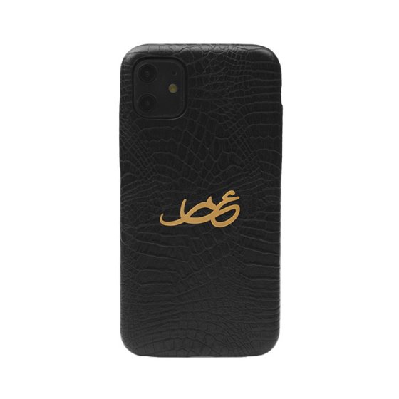 قاب موبایل چرم با پلاک اسم عمر