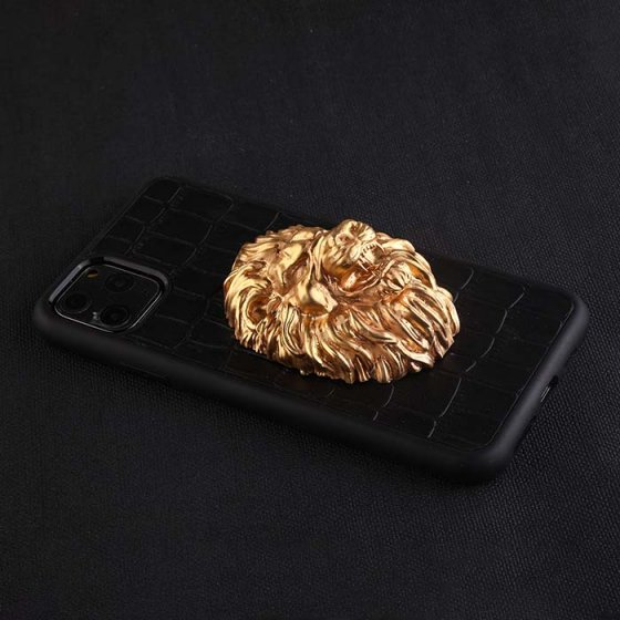 قاب موبایل چرم طلا کله شیر