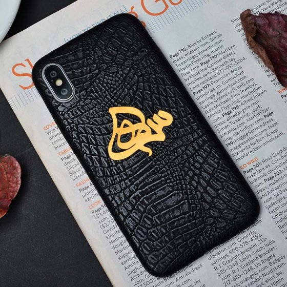 قاب موبایل چرم با پلاک اسم سها