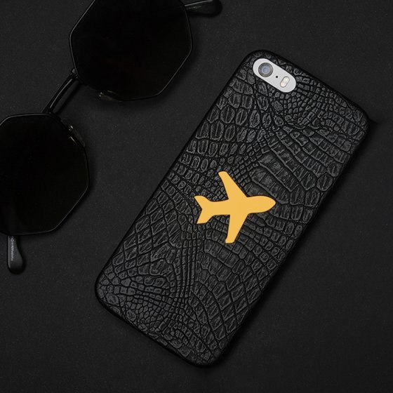 قاب موبایل چرم با پلاک هواپیما