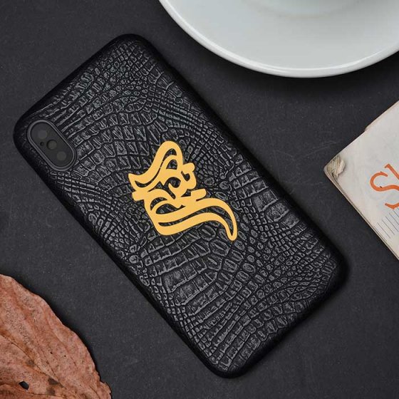 قاب موبایل چرم با اسم نگین