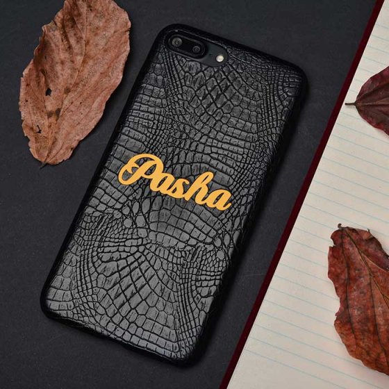 قاب موبایل چرمی با اسم پاشا