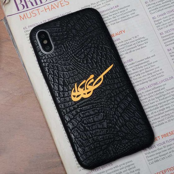 قاب موبایل چرمی با اسم کیمیا