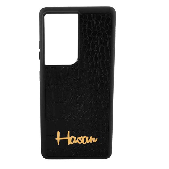 قاب موبایل چرم با پلاک اسم هومن