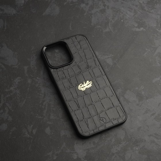 قاب موبایل طلا چرم اسم پیمان