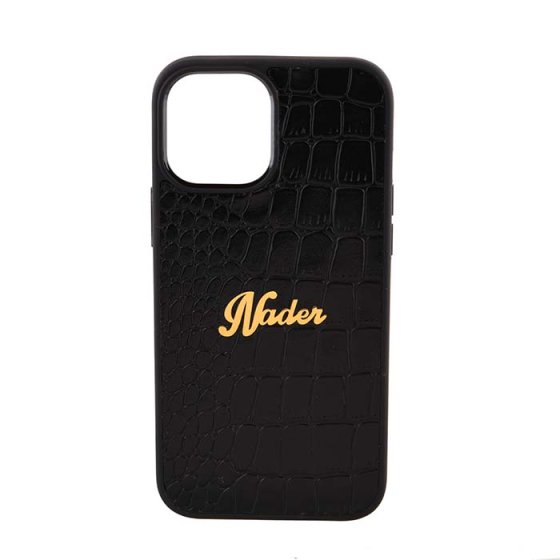 قاب موبایل چرم طلا با پلاک اسم نادر