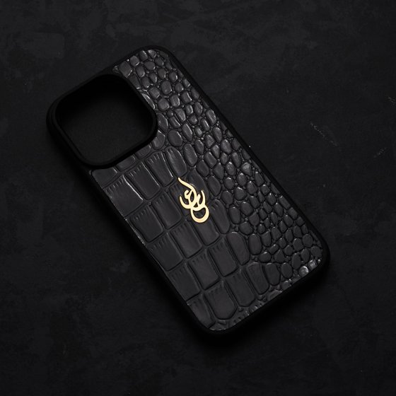 قاب موبایل چرم با پلاک اسم علی