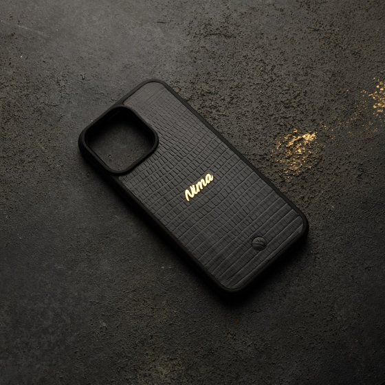 قاب موبایل طلا چرم اسم نیما