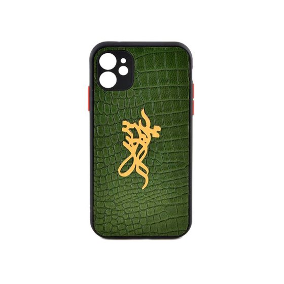 قاب موبایل چرم طبیعی با پلاک اسم پریوش