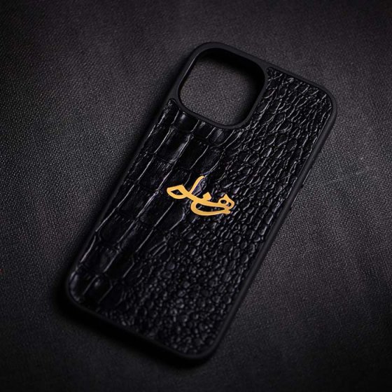 قاب موبایل چرم با پلاک اسم زهرا