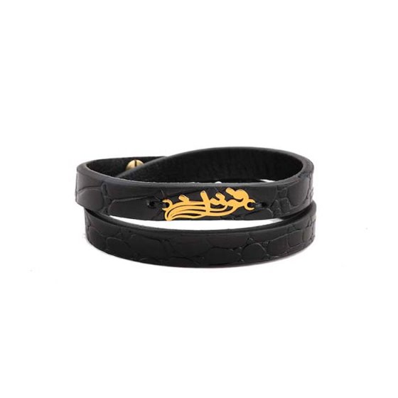 دستبند چرم طلا اسم فوژان