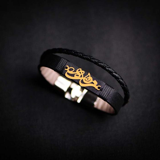 دستبند طلا چرم با اسم زهره