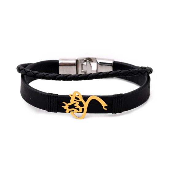 دستبند طلا چرم با اسم هستی