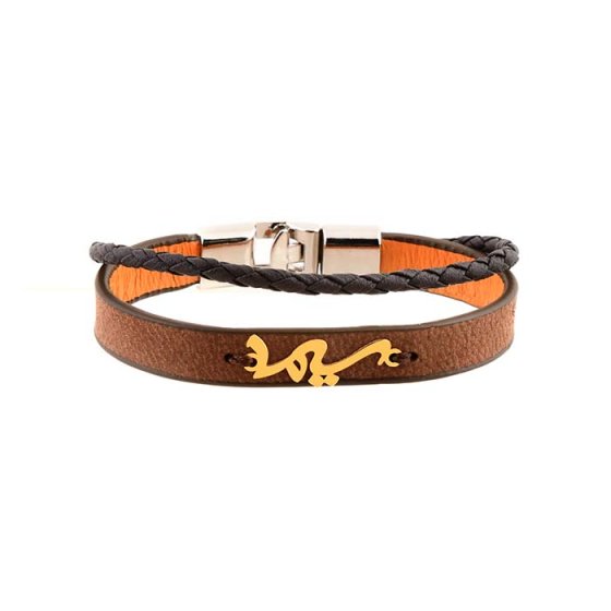 دستبند طلا چرم با پلاک سیما