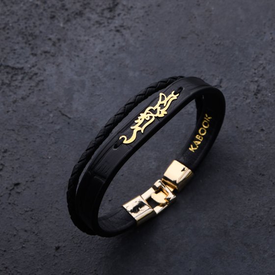 دستبند طلا چرم اسم کیاوش