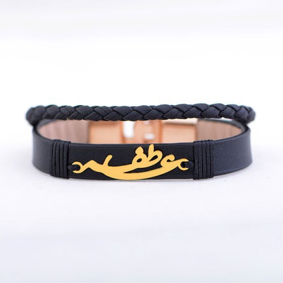 دستبند طلا چرم اسم عاطفه