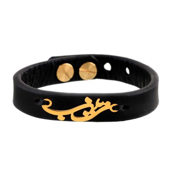 دستبند طلا چرم با پلاک اسم زینب