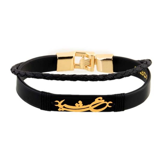 دستبند طلا چرم با پلاک اسم عرشیا