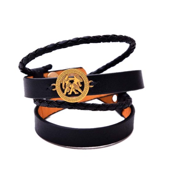 دستبند طلا چرم با پلاک نماد خرداد