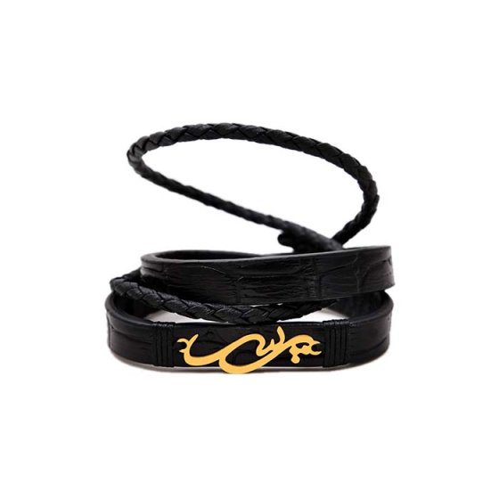 دستبند طلا چرم با اسم پرسا