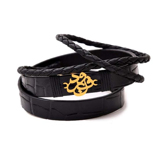 دستبند طلا چرم با اسم فرنود