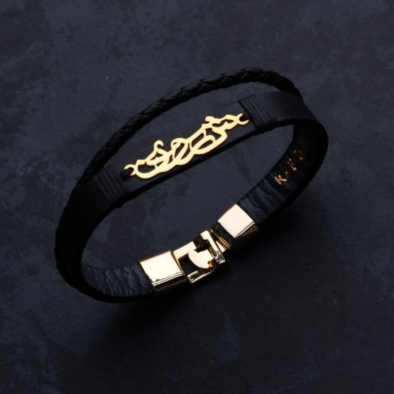 دستبند طلا چرم اسم شروین