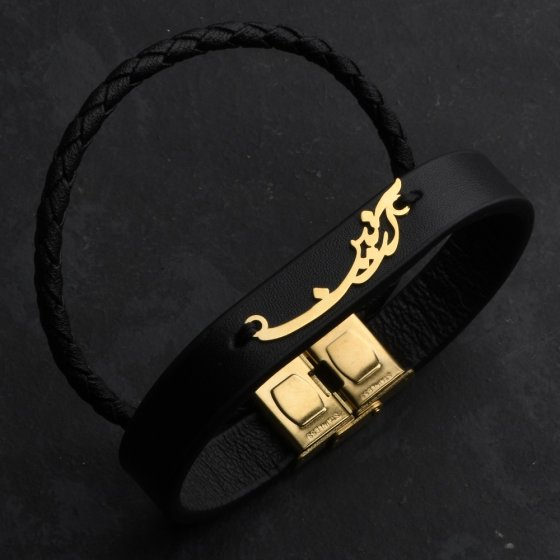 دستبند طلا چرم اسم آرتین