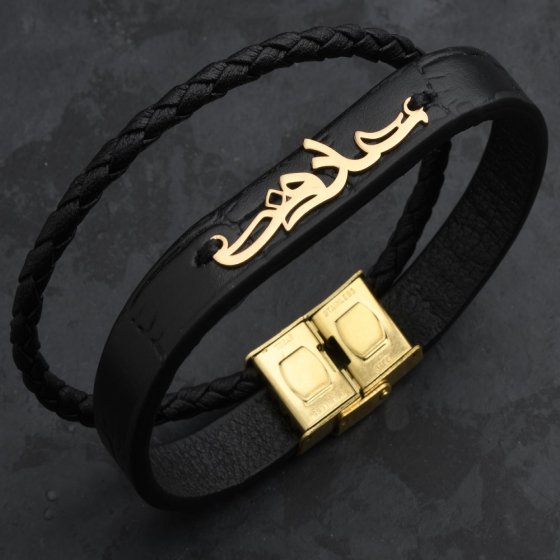 دستبند طلا چرم اسم عارف