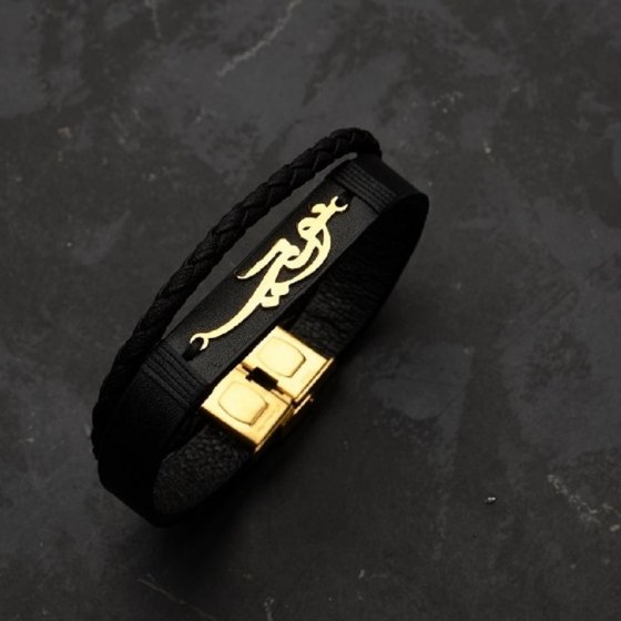 دستبند طلا چرم اسم نوید