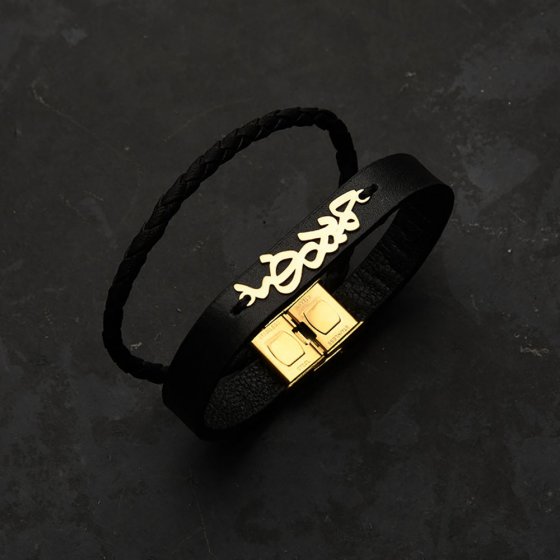 دستبند طلا چرم اسم حمیدرضا