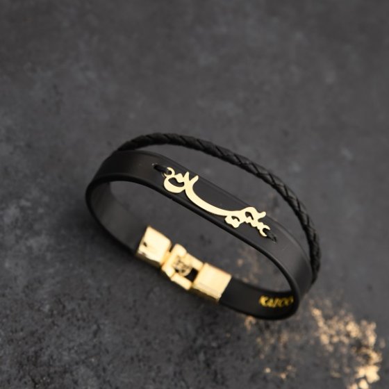 دستبند طلا چرم اسم پیمان