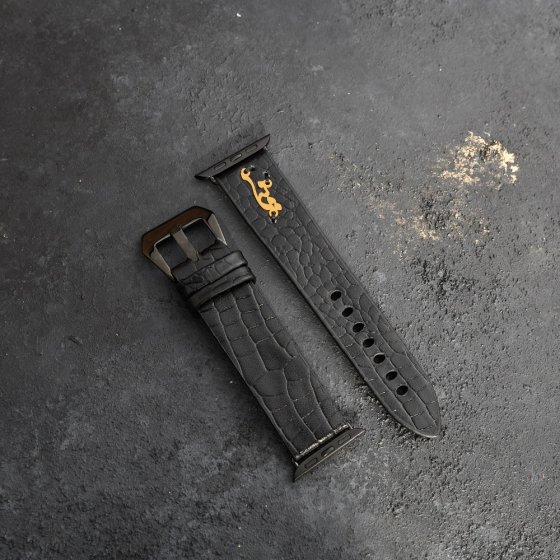 بند اپل واچ طلا چرم اسم نیما