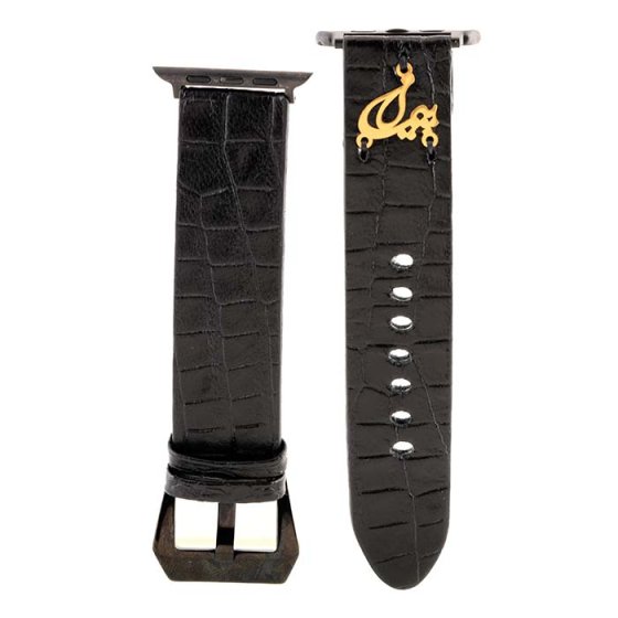 بند اپل واچ طلا چرم اسم پیمان