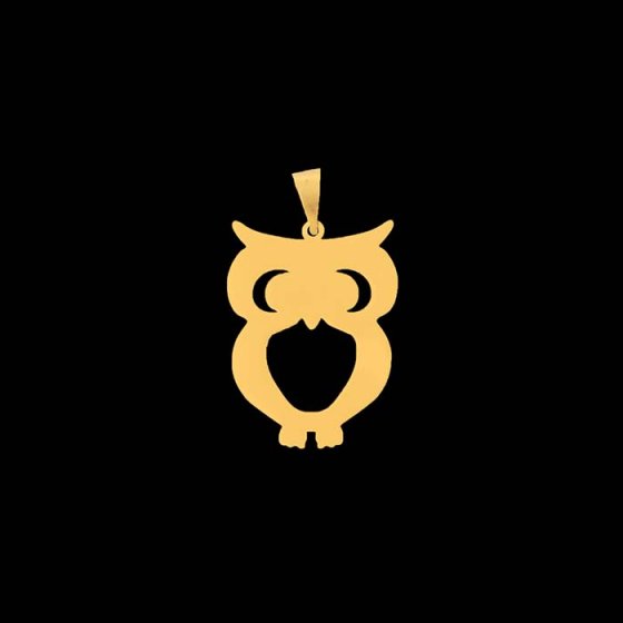 پلاک طلا با طرح جغد