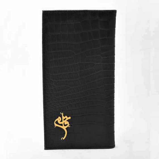 کیف کتی چرم با پلاک طلا اسم قاسم